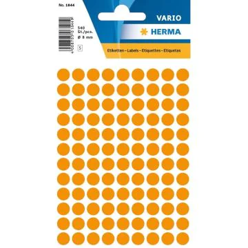 HERMA 1844 : Lot de 540 étiquettes adhésives rondes - 8,0  mm - Orange fluo
