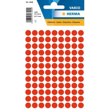 HERMA : Lot de 540 étiquettes adhésives rondes - 8,0  mm - Rouge fluo