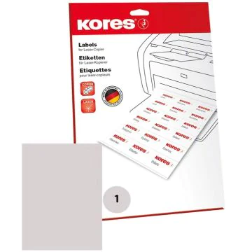 Étiquettes adhésives universelles - 210 x 297 mm - Blanc : KORES Lot de 25