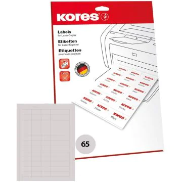 Étiquettes adhésives - 70 x 37 mm - Blanc KORES Lot de 2400