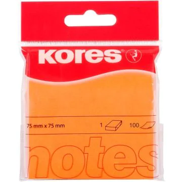 Notes adhésives - Orange néon - 75 x 75 mm : KORES Visuel