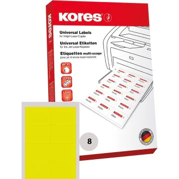 Lot de 800 étiquettes adhésives - Jaune - 105 x 74 mm : KORES Visuel