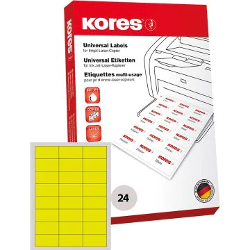 Etiquettes adhésives - Jaune - 70 x 37 mm : KORES Lot de 2400 Visuel