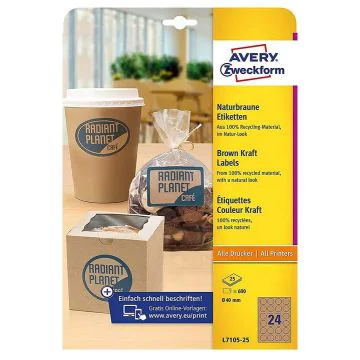 Étiquettes rondes - Diamètre de 40 mm - Kraft : AVERY Lot de 600 image