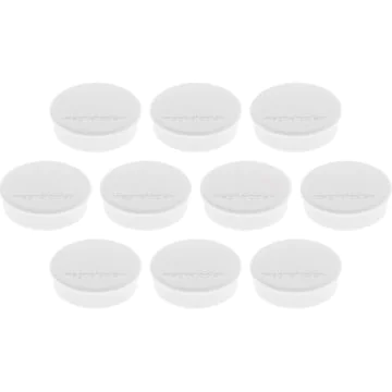 Photo Lot de 10 Aimants ronds - 25 mm - Blanc : MAGNETOPLAN 1664500