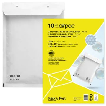 Lot de 10 Pochettes d'expédition matelassées - Blanc - 200 x 275 mm : MAIL MEDIA Visuel