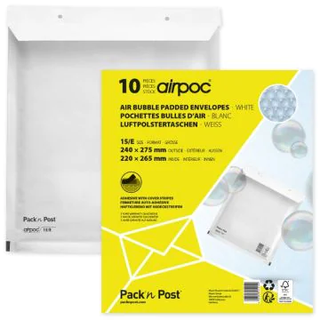 Lot de 10 Pochettes d'expédition matelassées - Blanc - 240 x 275 mm : MAIL MEDIA Visuel
