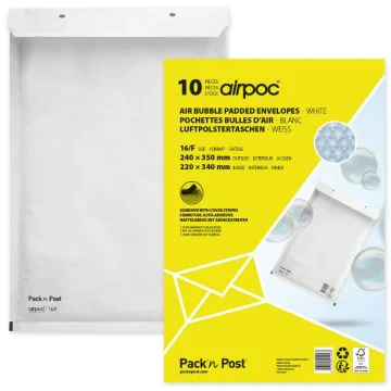 Lot de 10 Pochettes d'expédition matelassées - Blanc - 240 x 350 mm : MAIL MEDIA Visuel