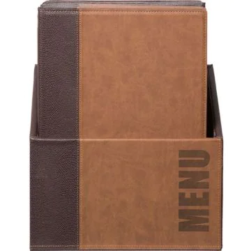 Protège-menus A4 avec boîte de rangement - Marron clair : SECURIT Trendy Lot de 20