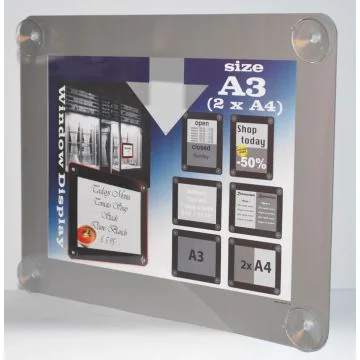 Porte Affiche à ventouses - A3 - 297 x 420 mm - Gris SECURIT (PFW-A3-GY)