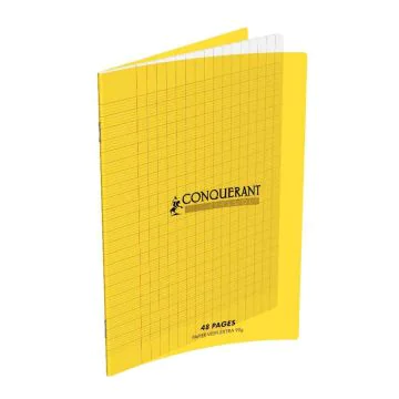 Photo Cahier Séyès / Grands carreaux Jaune - Polypro - 48 pages - 170 x 220 mm CONQUERANT :