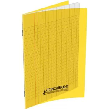 Photo Cahier Séyès / Grands carreaux Jaune - Polypro - 48 pages - 240 x 320 mm CONQUERANT