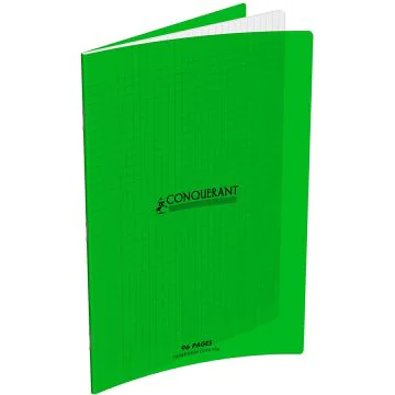 Photo Cahier Séyès / Grands carreaux Vert - Polypro - 96 pages - 240 x 320 mm CONQUERANT :