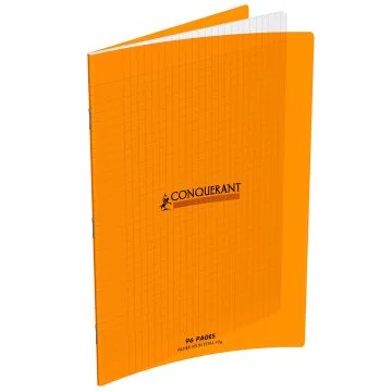 Photo Cahier Séyès / Grands carreaux Orange - Polypro - 96 pages - 210 x 297 mm CONQUERANT :