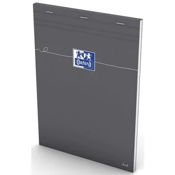 Photo OXFORD : Bloc-notes quadrillé - Couverture grise - 210 x 297 mm - A4