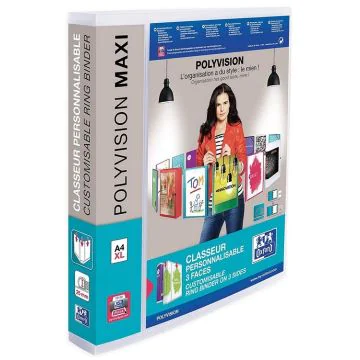 Photo Classeur personnalisable 4 anneaux - Dos 40 mm - Incolore OXFORD Polyvision Maxi