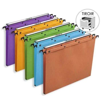 Photo L'OBLIQUE : Lot de 25 dossiers suspendus pour tiroir 100330280 - assortiment