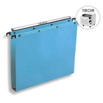 Photo L'OBLIQUE : Lot de 25 dossiers suspendus pour tiroir 100330286 - Bleu