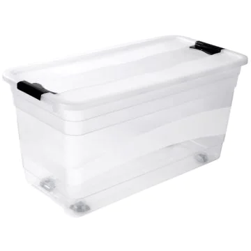 Photo Boite de rangement à roulettes - 83 L - Transparent KEEEPER Konrad