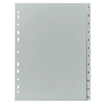 Photo Jeu de 12 Intercalaires numériques en plastique - 1 à 12 - 225 x 297 mm : HERLITZ 10843407