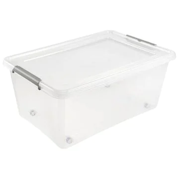 Photo Boite de rangement à roulettes - 40 L - Transparent KEEEPER Lars