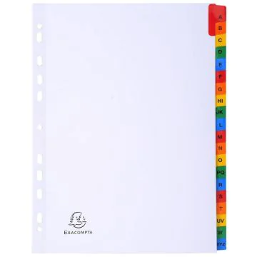 Photo Jeu de 20 Intercalaires alphabétiques avec touches couleurs renforcés - 225 x 297 mm - A4 EXACOMPTA Image