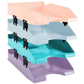 Photo Set de 4 corbeilles à courrier Combo Midi - Assortiment EXACOMPTA Aquarel