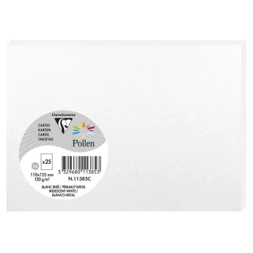 Photo POLLEN Carte Blanc irisé 110 x 155 mm C6 11385C Clairefontaine