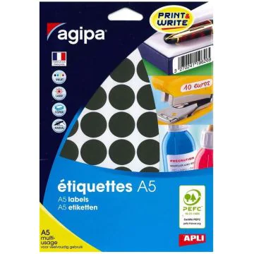 Photo Pastilles adhésives rondes - 24 mm - Noir AGIPA