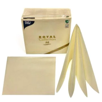 Photo PAP STAR Lot de 50 serviettes en papier unies 400 x 400 mm - ROYAL Collection - champagne 11621