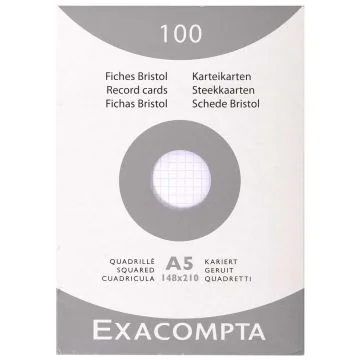 Photo Fiches Bristol quadrillées - 148 x 210 mm - Blanc EXACOMPTA Image