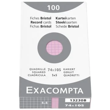 Photo Fiches Bristol quadrillées - 74 x 105 mm - Rose EXACOMPTA Image