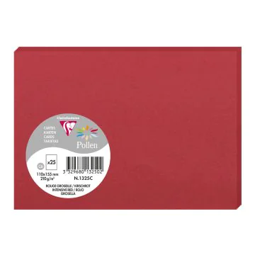 Photo Cartes en papier - C6 110 x 155 mm - Rouge Groseille CLAIREFONTAINE Pollen Lot de 25