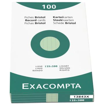 Photo Fiches Bristol lignées - 125 x 200 mm - Vert EXACOMPTA Image
