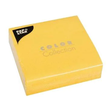 Photo Lot de 50 serviettes de table unies - Jaune PAP STAR Restaurant 14229