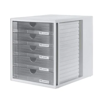 Photo Module de classement - 5 tiroirs - Gris Clair / Gris Translucide : HAN 1450-63