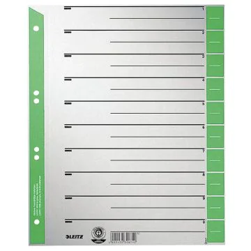 Photo Intercalaires en carton - 240 x 300 mm - Gris/Vert : LEITZ Lot de 100 - 1652-00-55
