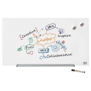 Photo Tableau magnétique en verre - Blanc - 677 x 381 mm : NOBO Diamond 1905175