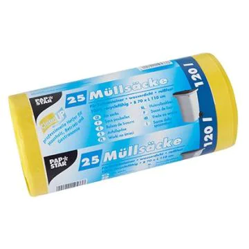 Photo Lot de 25 Sacs poubelle - 120 litres - Jaune : STARPAK