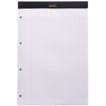 Photo Bloc-notes perforé - Couverture Noir - 210 x 318 mm A4+ RHODIA N°20 Ouvert