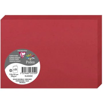 Photo Cartes double en papier - 110 x 155 mm C6 - Rouge groseille - CLAIREFONTAINE Pollen