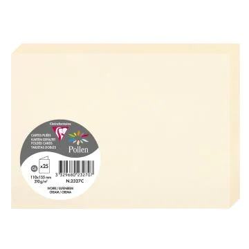 Photo Cartes double en papier - 110 x 155 mm C6 - Ivoire - CLAIREFONTAINE Pollen