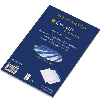 Photo Enveloppes autocollantes sans fenêtre - 162 x 229 mm : MAIL MEDIA Cygnus Excellence Lot de 10 (256600)