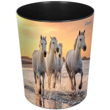 Photo Corbeille à papier - 13 litres - Chevaux sur la plage LAUFER