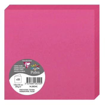 Photo Cartes double en papier - 135 x 135 mm - Rose Fuchsia CLAIREFONTAINE Pollen Lot de 25