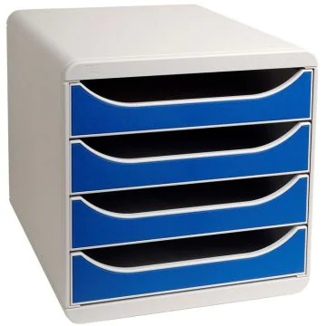 Photo Caisson à 4 tiroirs - Big Box - Gris Lumière/Bleu EXACOMPTA Office