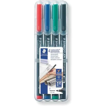 Photo STAEDTLER : Etui de 4 marqueurs permanents Lumocolor pour rétroprojecteur - 318 F