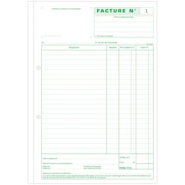 Photo FACTURE avec TVA - Manifold 297 x 210 mm - Autocopiant Dupli EXACOMPTA