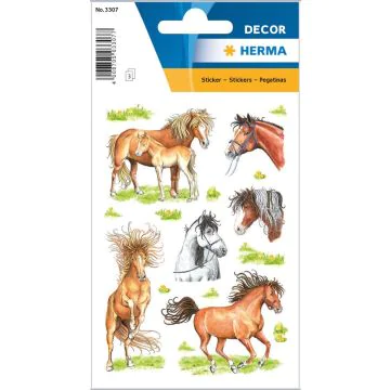 Photo HERMA : Lot de 18 stickers en papier - Chevaux dessinés - 3307