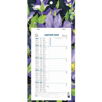 Calendrier mensuel 2025 mural - 16 x 33 cm EXACOMPTA Fleurs